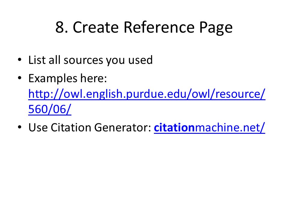 how to write a reference page